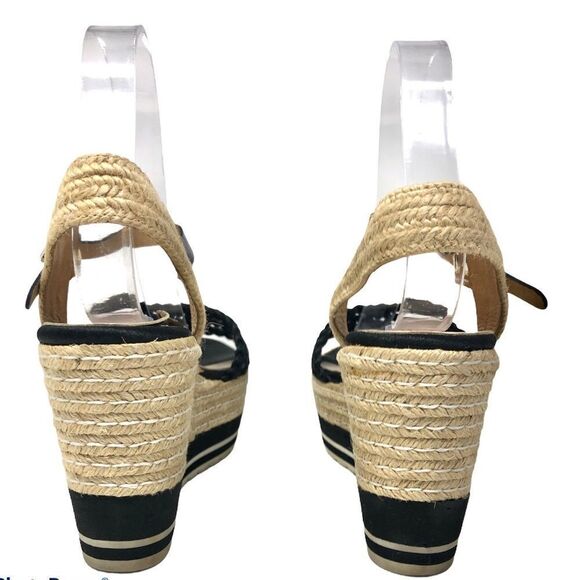 Kanna Black Braided Espadrille Platform Sandals Size 39 - Picture 6 of 9